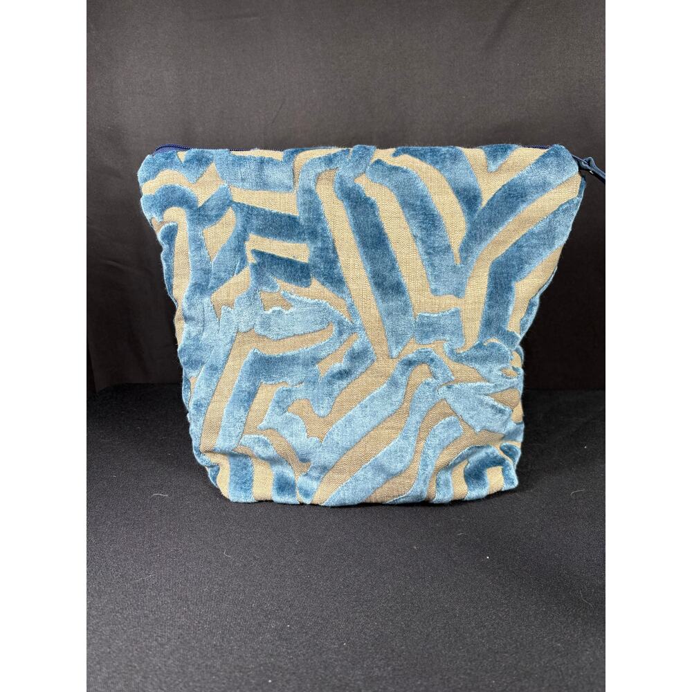 Blue Zebra Handmade Bag, Unique Satchel, Lined, Cosmetic Pouch, Designer Fabric